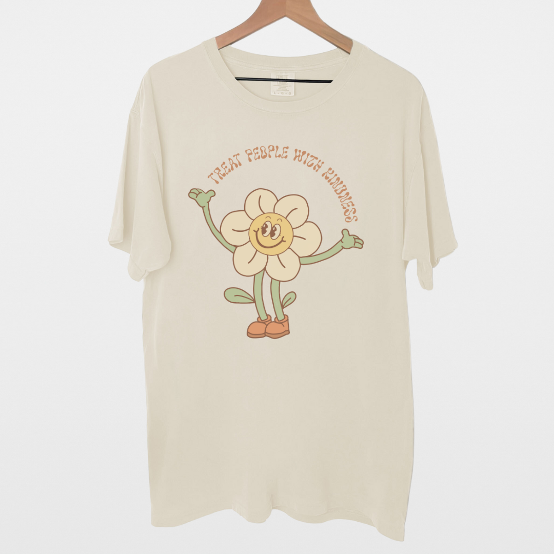 Treat People With Kindness ~ Retro Flower Tee