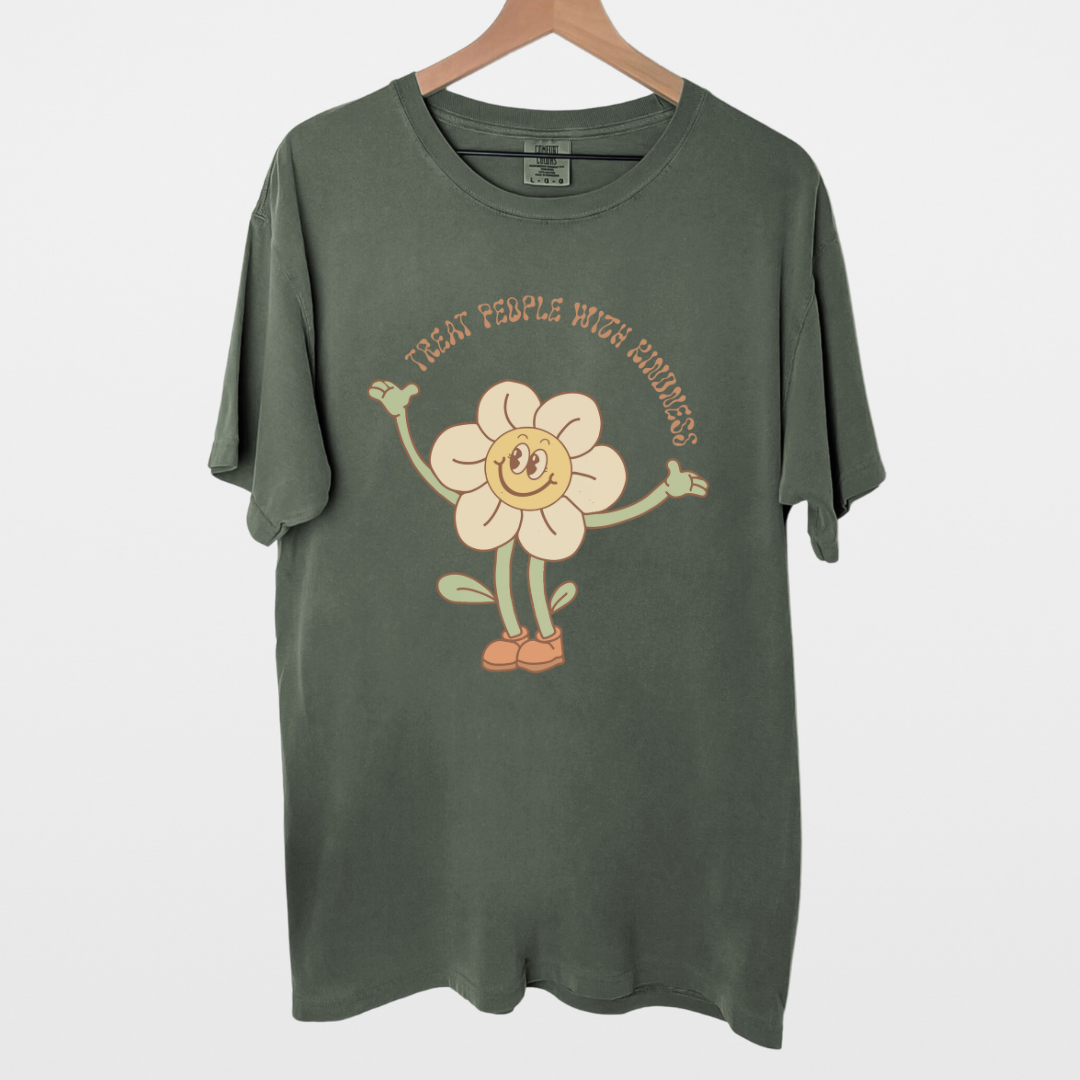 Treat People With Kindness ~ Retro Flower Tee